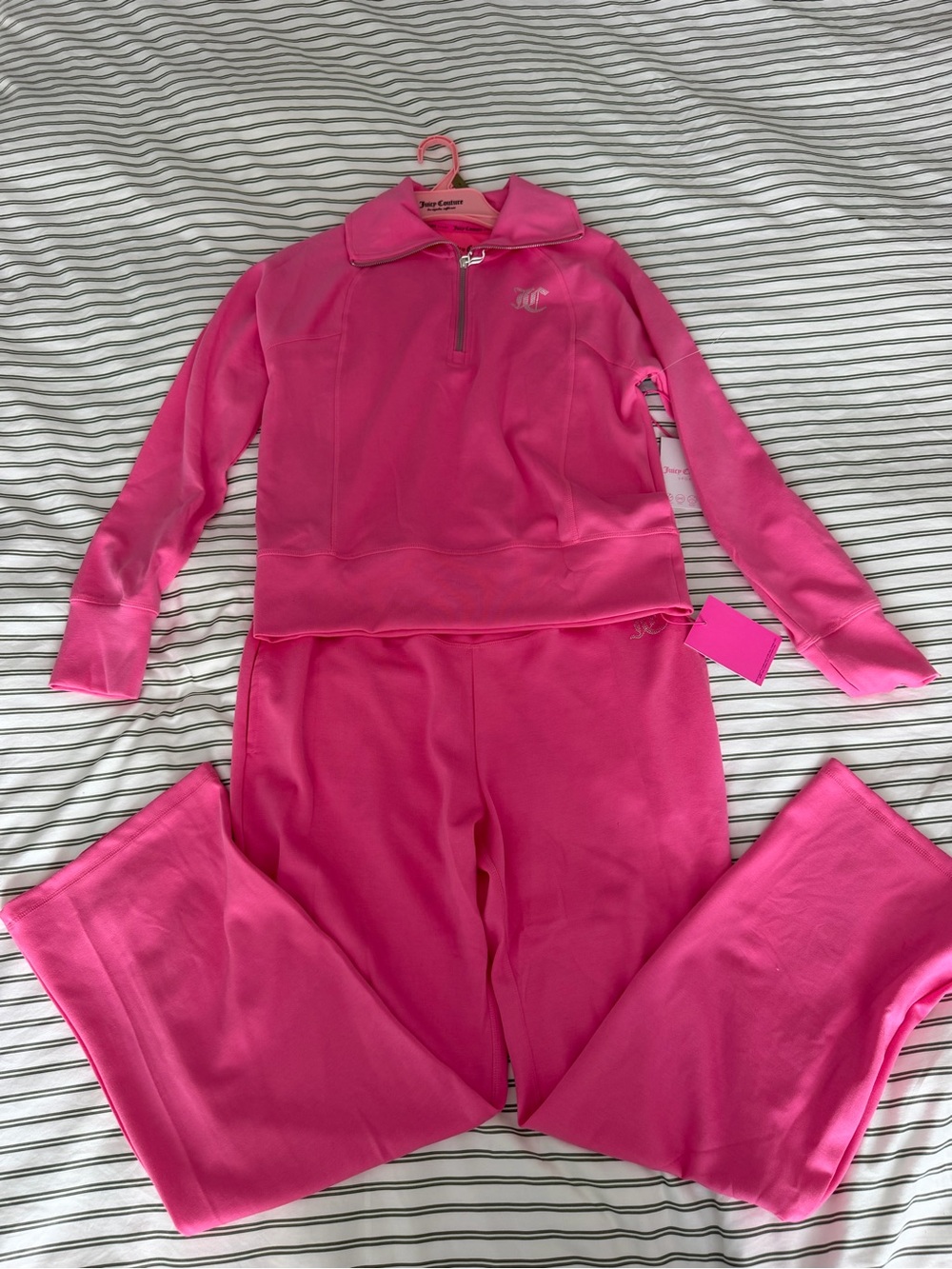 Juicy Couture Hot Pink Velour Track Set - Zip Pullover & Pants